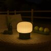 Brilliant LED-bordslampa Sarastro, räfflad vit skärm, RGB-färgväxling, 2700 Kelvin varmvit