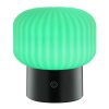 Brilliant LED-bordslampa Sarastro, räfflad vit skärm, RGB-färgväxling, 2700 Kelvin varmvit