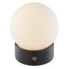Brilliant LED-bordslampa Dori med sfärisk vit glasskärm, 2700 Kelvin varmvit