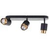 Brilliant takspotlight Covelo med 3 vridbara cylindrar, gulddetaljer, 3000 Kelvin varmvit