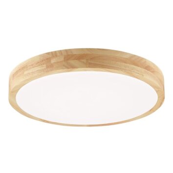 Brilliant LED-plafond Moreen, rund träkant, justerbar ljusfärg 2700-6500 Kelvin