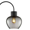 Brilliant golvlampa Ligari med böjd arm, droppformad rökfärgad glasskärm för läshörnan