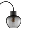 Brilliant golvlampa Ligari med böjd arm, droppformad rökfärgad glasskärm för läshörnan