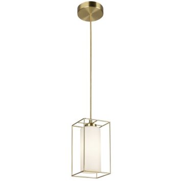 Brilliant Hänglampa Dolly med rektangulär ram i guld, vit glasskärm, längd 12,5 cm