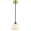 Brilliant Leuchten Pendellampa Fanny med rund vit glasskärm, ø 22 cm, lantlig stil