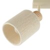 Brilliant Leuchten Takspotlight Arlo med två beige tygskärmar och räfflade trädetaljer