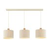 Brilliant Boho-pendellampa Arlo med 3 cylindriska beige tygskärmar, 28 cm lång