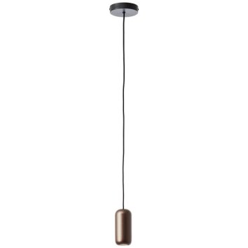 Brilliant Leuchten cylindrisk pendellampa Jane i industriell stil med brun skärm