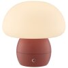 Brilliant Leuchten LED-svamplampa Dupos, röd fot, vit skärm, 2700 Kelvin varmvit