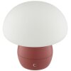 Brilliant Leuchten LED-svamplampa Dupos, röd fot, vit skärm, 2700 Kelvin varmvit