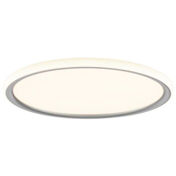Brilliant platt rund LED-taklampa Carloz, minnesfunktion, i silver, 3000 Kelvin varmvit
