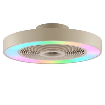 Brilliant LED-takfläkt Catania, fjärrdimbar, RGB, justerbar ljusfärg 2700-6500 Kelvin