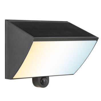 Brilliant solcellsdriven vägglampa Sierra, vinklad, justerbar ljusfärg 2700-6500 Kelvin