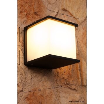 Lutec Lampor CUBE vägglampa utomhus, Vägglampa Antracit, 1-ljuskällor