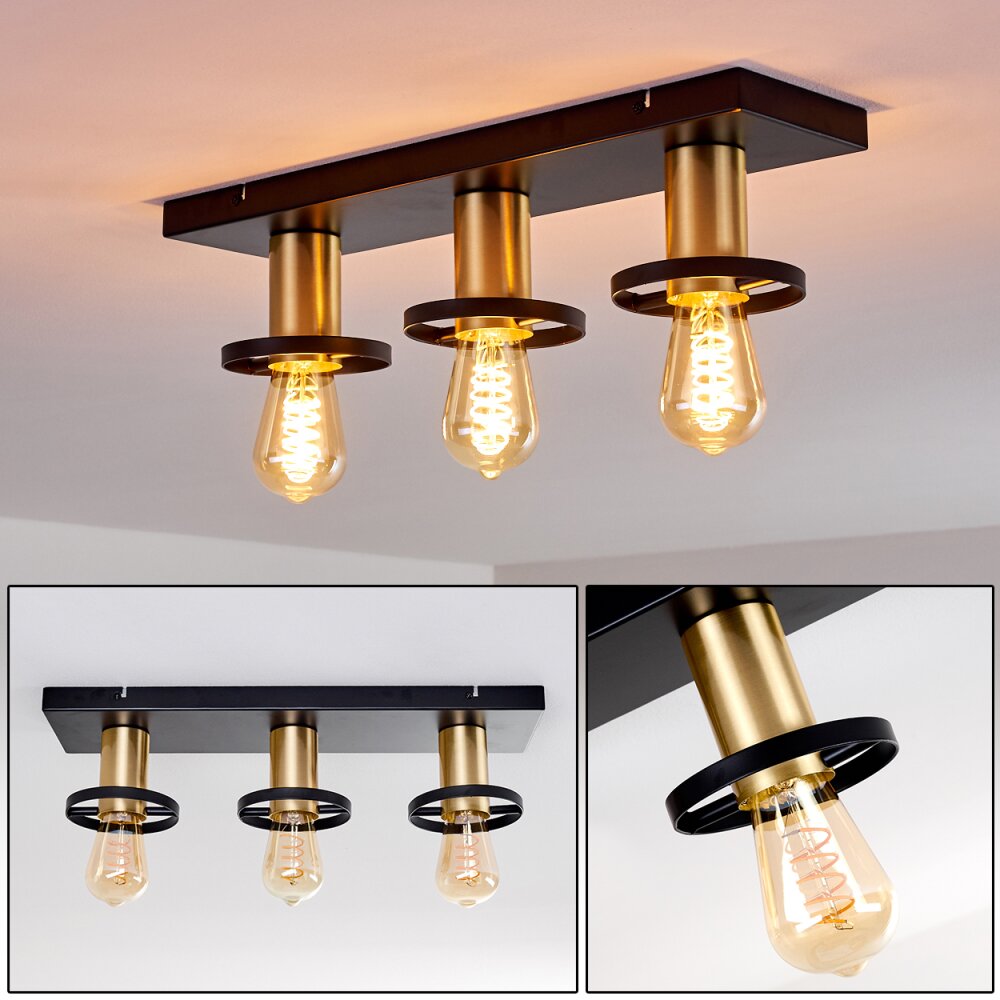 Alvesta Taklampa Guld, Mässing, Svart, 3-ljuskällor main product photo