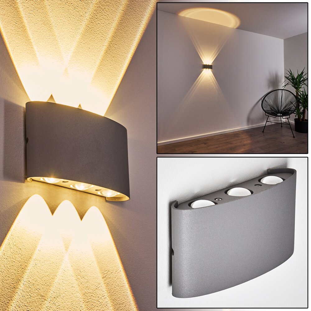 Abaiang vägglampa utomhus LED Silver, 6-ljuskällor main product photo