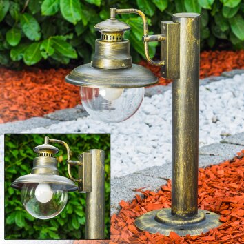 FOX Utomhusbelysning, Sockellampa, gångvägslampa Antikmässing, Svart-guld, 1-ljuskällor