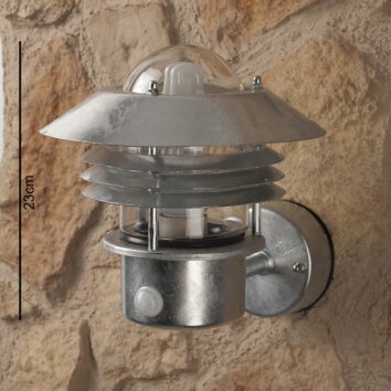 Nordlux VEJERS Utomhusbelysning, vägglampa utomhus Rostfritt stål, Genomskinlig, klar, Galvaniserad, 1-ljuskällor, Rörelsedetektor