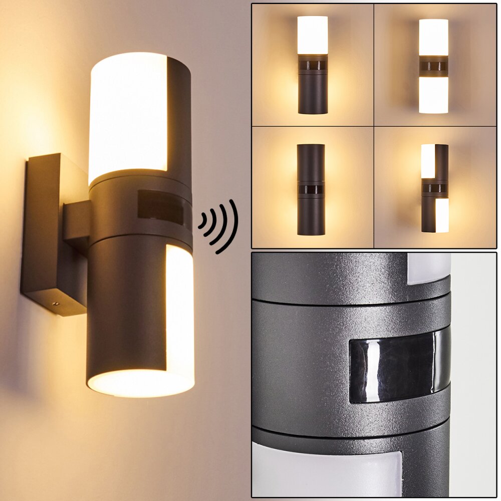 Baulund vägglampa utomhus LED Antracit, 1-ljuskällor, Rörelsedetektor main product photo