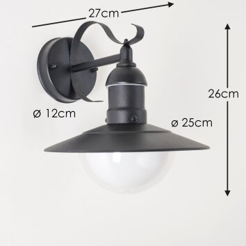 Broni vägglampa utomhus, Vägglampa Svart, 1-ljuskällor