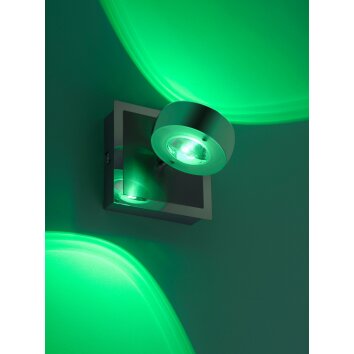 Leuchten Direkt Ls-OPTI Vägglampa LED Färg i rostfritt stål, 2-ljuskällor, Fjärrkontroll, Färgväxlare