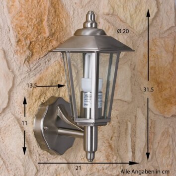 Moskau vägglampa utomhus, Vägglampa Färg i rostfritt stål, Genomskinlig, klar, 1-ljuskällor