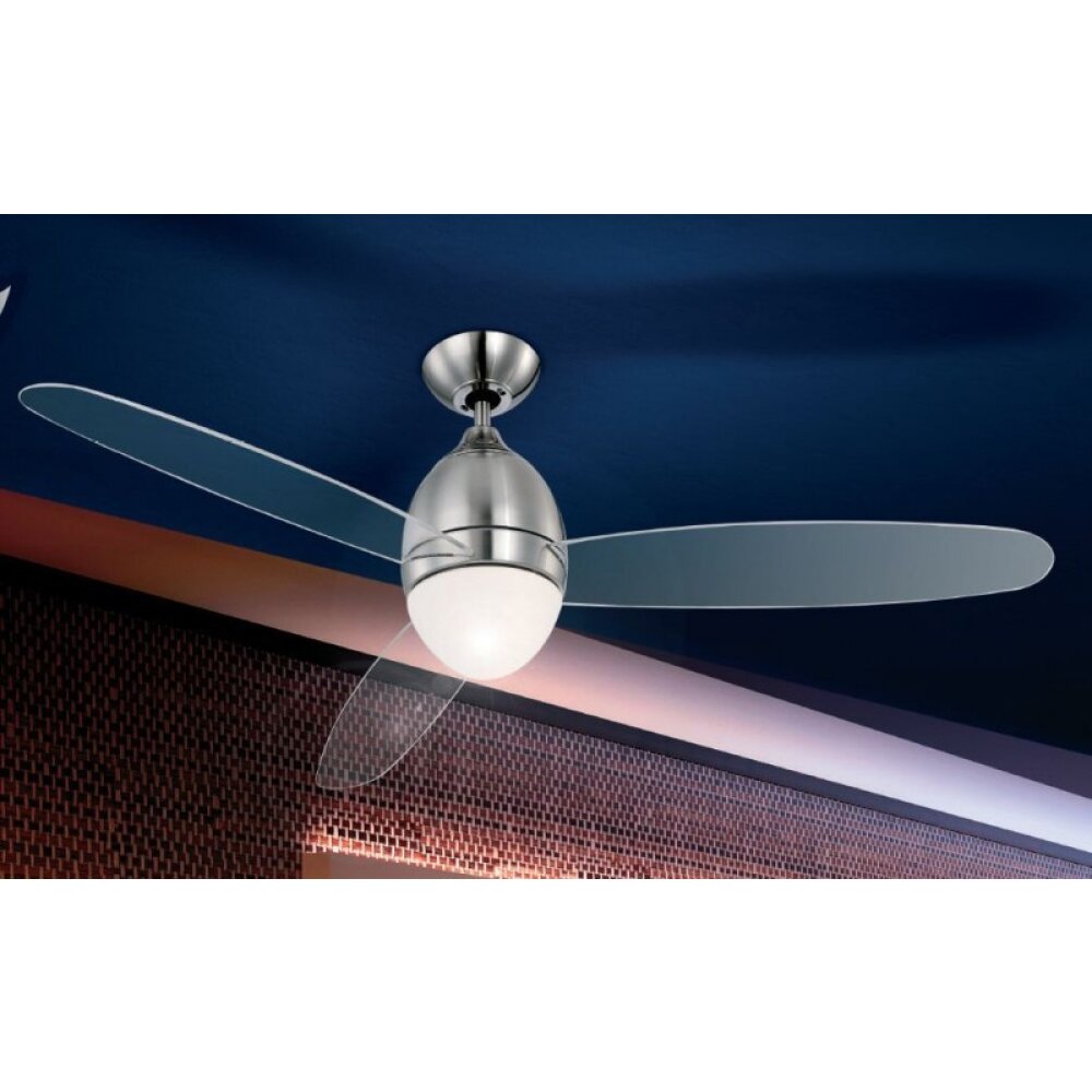 Globo PREMIER Taklampa, Takfläkt med belysning Rostfritt stål, Nickel matt, 2-ljuskällor main product photo