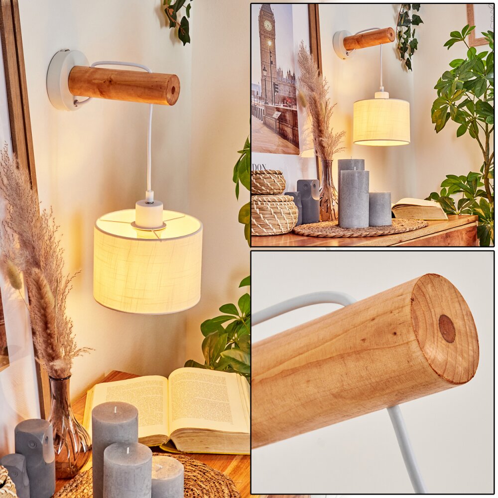 Globo Geelong Vägglampa Trä ljus, Vit, 1-ljuskällor main product photo