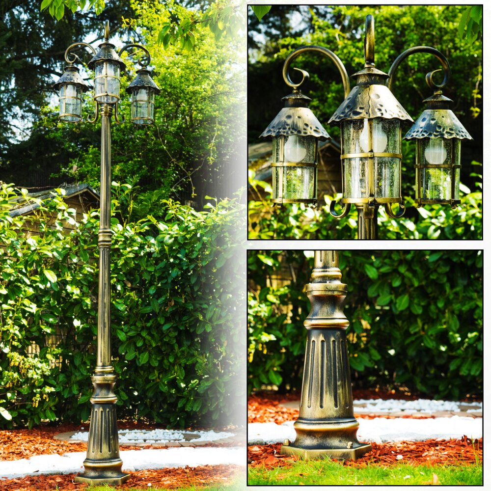 Tolep Kandelabrar, Golvlampa, gångvägslampa Svart-guld, 3-ljuskällor main product photo