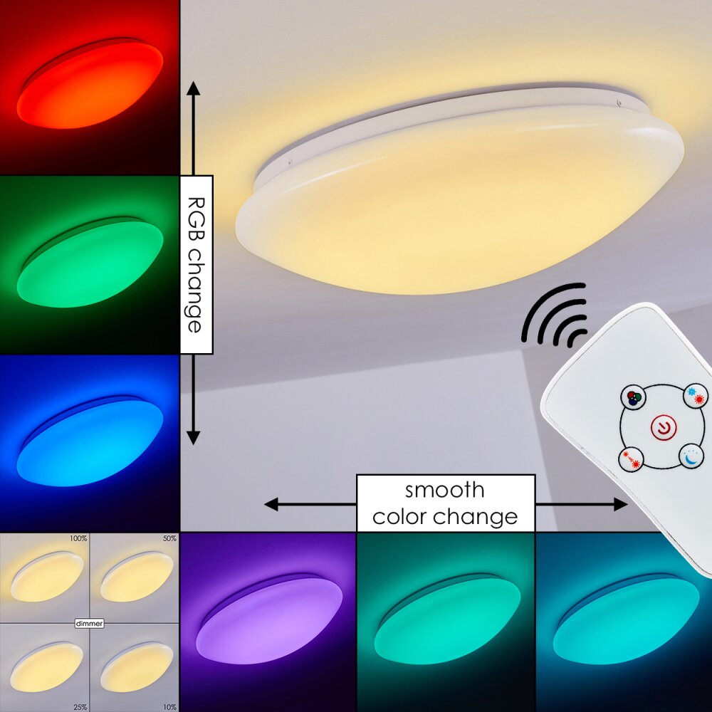 Brighton Taklampa LED Vit, 1-ljuskällor, Fjärrkontroll, Färgväxlare main product photo