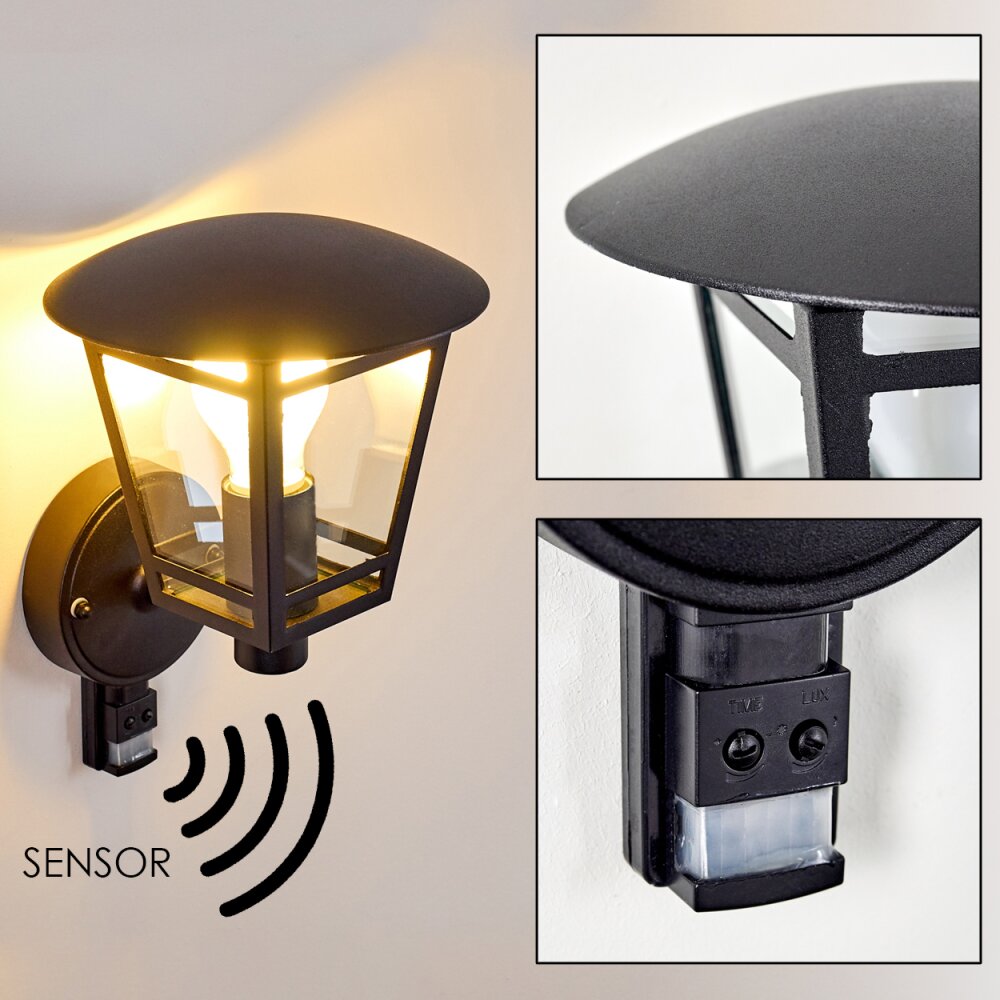 Siera Vägglampa Svart, 1-ljuskällor, Rörelsedetektor main product photo