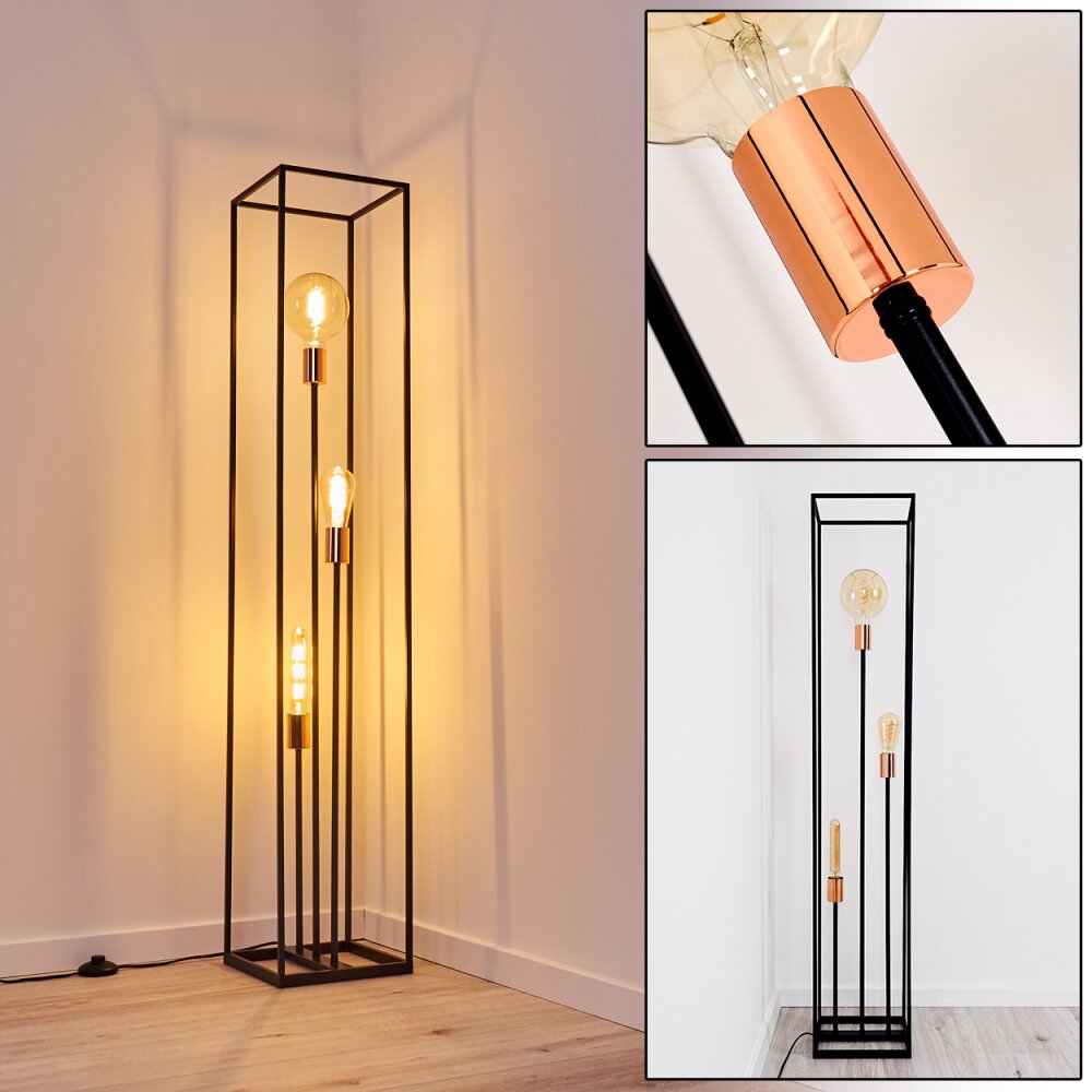Yuhigaoka Golvlampa Kopparfärg, Svart, 3-ljuskällor main product photo