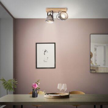 Brilliant Wood Taklampa, Takstrålkastare Färg i rostfritt stål, 2-ljuskällor