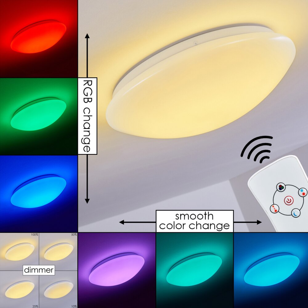 Brighton Taklampa LED Vit, 1-ljuskällor, Fjärrkontroll, Färgväxlare main product photo