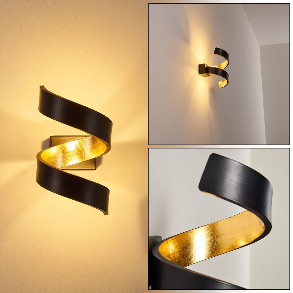 Rezat Vägglampa LED Svart-guld, 1-ljuskällor main product photo