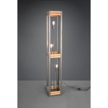 Trio Lampor Khan Golvlampa, Golvlampa Mörkbrun, Nickel matt, 3-ljuskällor