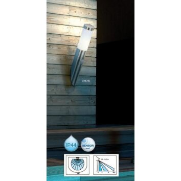 Globo BOSTON Utomhusbelysning, vägglampa utomhus Rostfritt stål, 1-ljuskällor