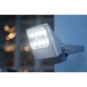 Lutec Lampor NEGARA vägglampa utomhus, Vägglampa LED Silver, 8-ljuskällor