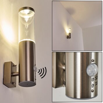 Noreaz vägglampa utomhus, Vägglampa LED Färg i rostfritt stål, 1-ljuskällor, Rörelsedetektor