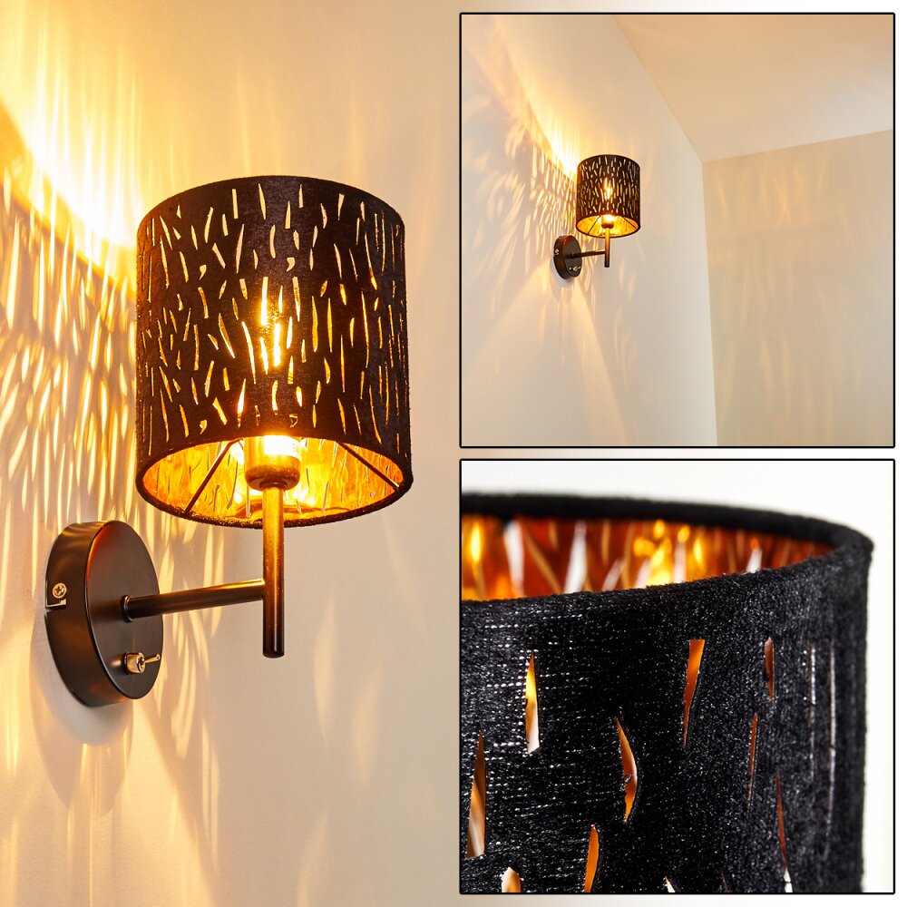 Liared Vägglampa Svart-guld, 1-ljuskällor main product photo