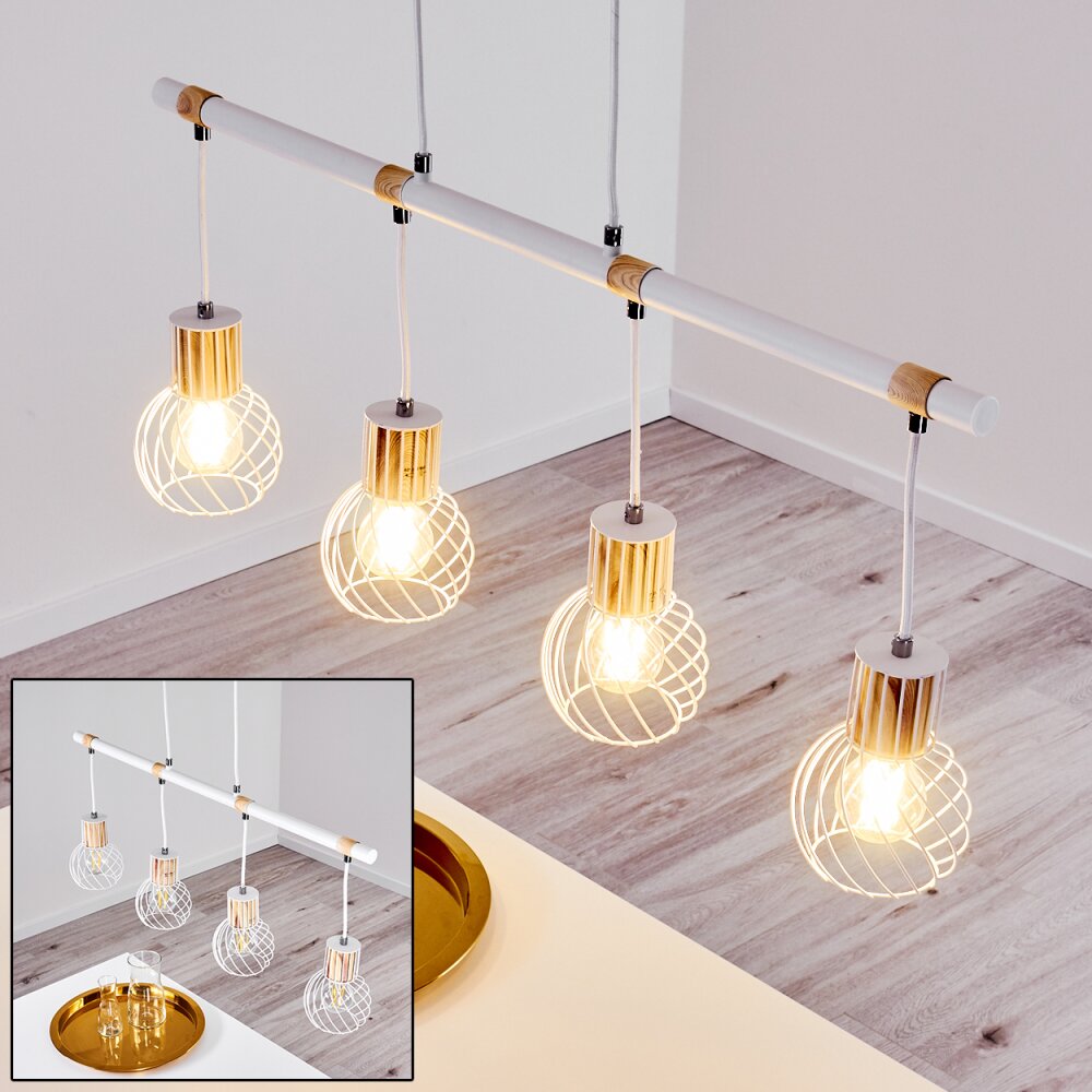 Koler Pendelbelysning Trä ljus, Vit, 4-ljuskällor main product photo