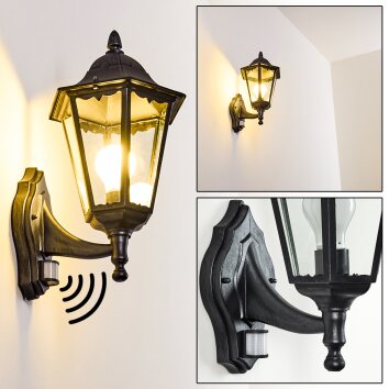 Esteli vägglampa utomhus, Vägglampa Svart, 1-ljuskällor, Rörelsedetektor