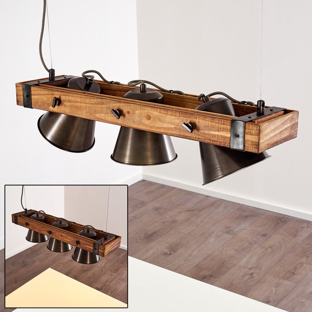 Oksbol Pendellampa, Pendelbelysning Trä mörkt, Svart, 3-ljuskällor main product photo