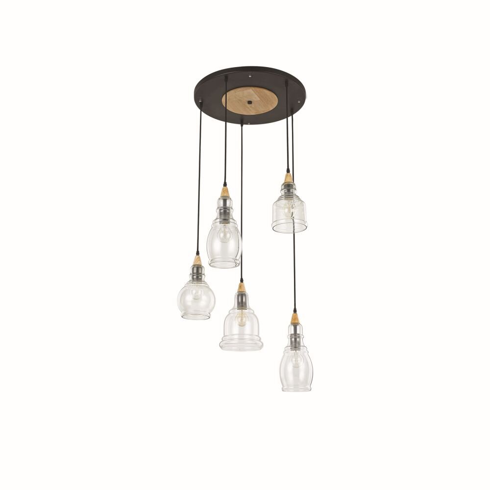 Ideallux GRETEL Pendelbelysning Brun, Svart, 5-ljuskällor main product photo