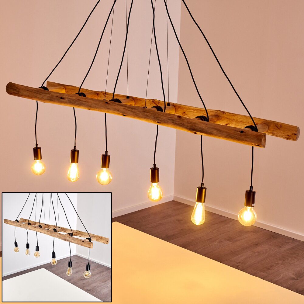 Yaak Pendellampa, Pendelbelysning Trä ljus, Svart, 6-ljuskällor main product photo