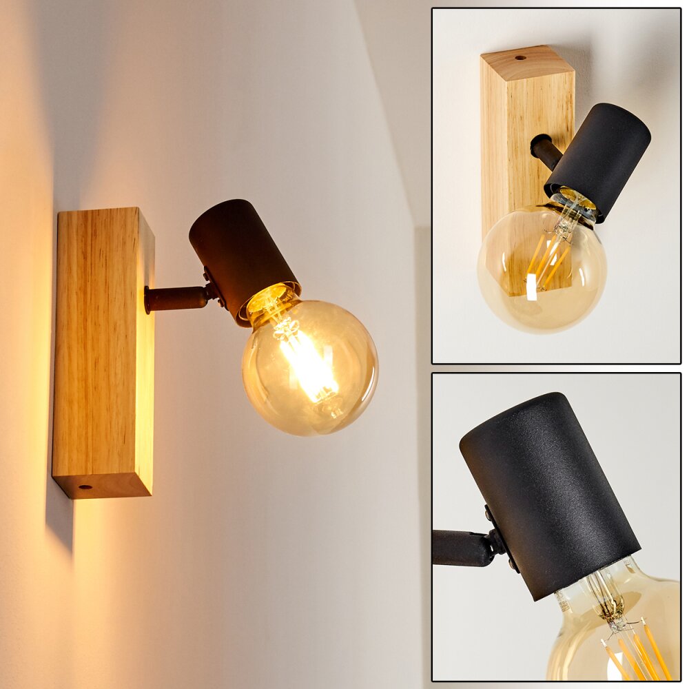 Barbengo Vägglampa Trä ljus, Svart, 1-ljuskällor main product photo