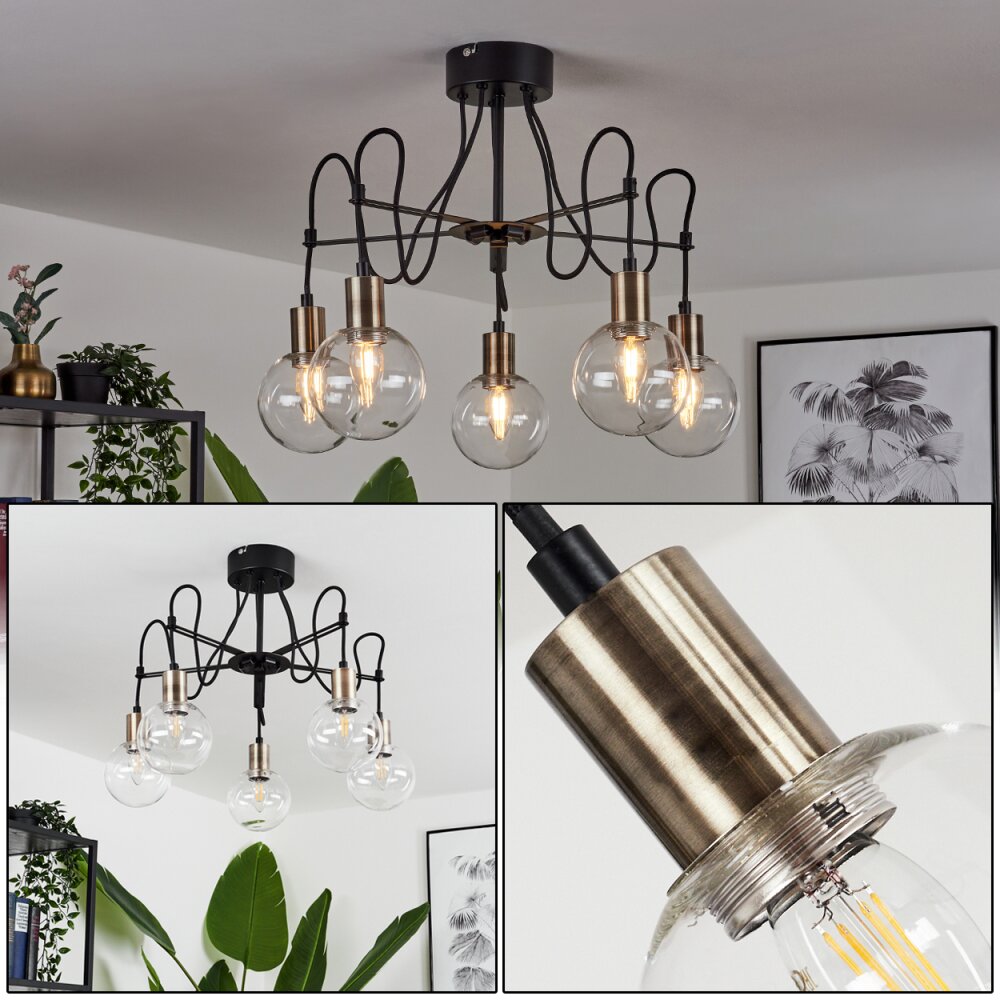 Quento Taklampa Mässing, Svart, 5-ljuskällor main product photo
