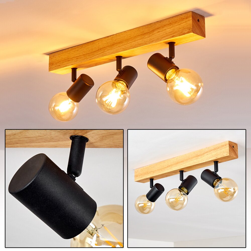 Barbengo Taklampa, Takstrålkastare Trä ljus, Svart, 3-ljuskällor main product photo