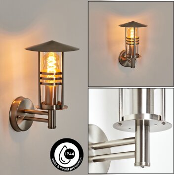 Forli vägglampa utomhus, Vägglampa Rostfritt stål, Genomskinlig, klar, 1-ljuskällor