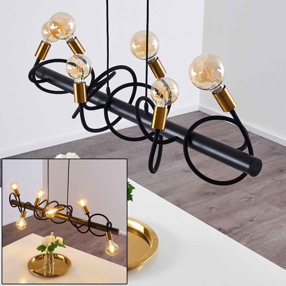 Hovslund Pendelbelysning Svart-guld, 6-ljuskällor main product photo